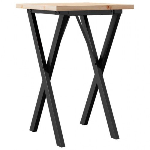 Spisebord 50 x 50 x 75,5 cm med X-stel i massivt fyrretræ og stål