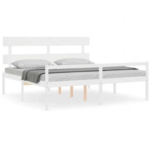 Seniorseng med sengegavl 200 x 200 cm - hvid