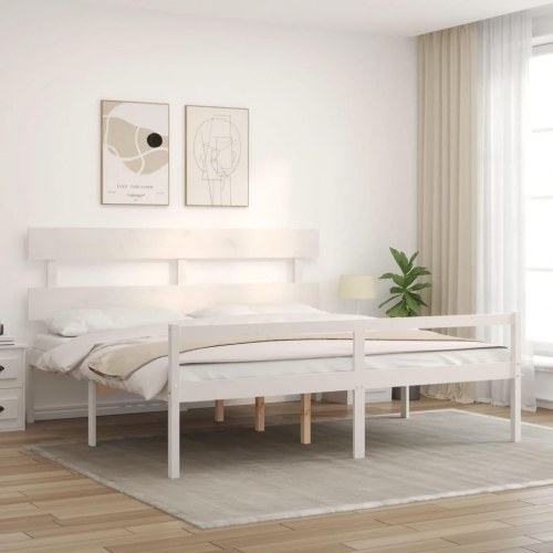 Seniorseng med sengegavl 200 x 200 cm - hvid
