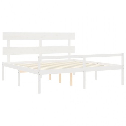 Seniorseng med sengegavl 200 x 200 cm - hvid