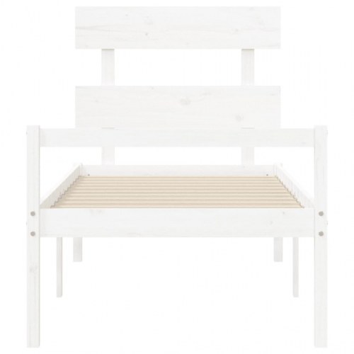 Seniorseng med sengegavl 90x200 cm massivt træ hvid