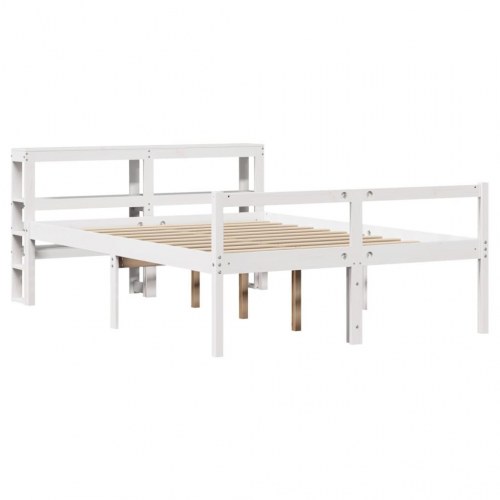 Seniorseng med sengegavl 140x200 cm - massivt fyrretræ, hvid
