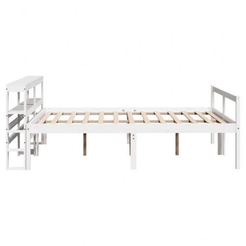 Seniorseng med sengegavl 140x200 cm - massivt fyrretræ, hvid