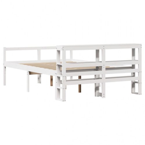 Seniorseng med sengegavl 140x200 cm - massivt fyrretræ, hvid
