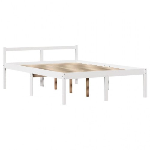 Seniorseng med sengegavl 140x200 cm - massivt fyrretræ, hvid