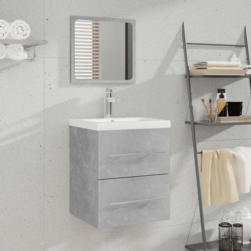 vidaXL badeværelsesskab + spejl 41x38,5x48 cm konstrueret træ betongrå