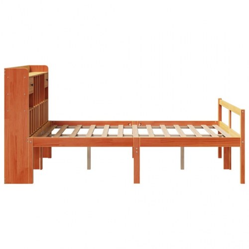 Seng med reol uden madras 140x190cm massivt fyrretræ gyldenbrun