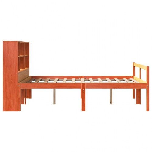 Seng med reol 120x190 cm - massivt fyrretræ, gyldenbrun (uden madras)