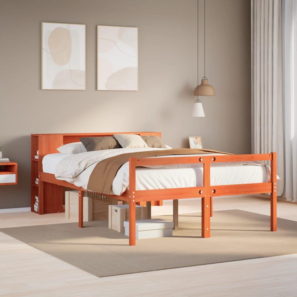 Seng Med Reol Uden Madras Massivt Træ - Gyldenbrun / 140 x 200 cm