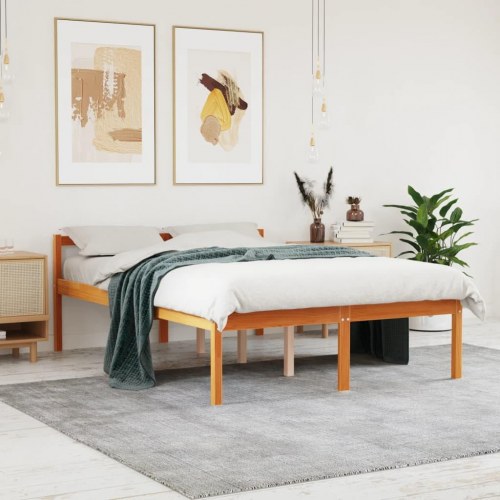 Seniorseng 140x190 cm i massivt fyrretræ - gyldenbrun
