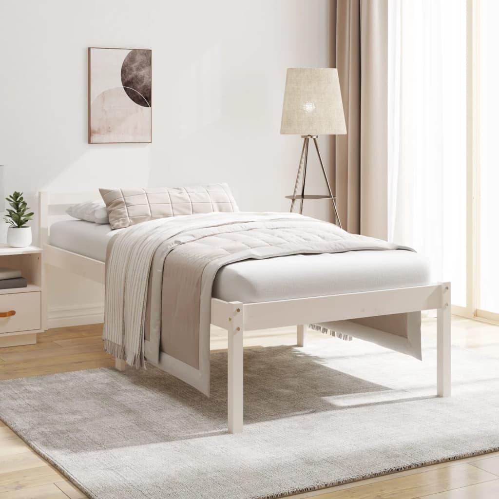 Seniorseng 90x200 cm massivt fyrretræ hvid