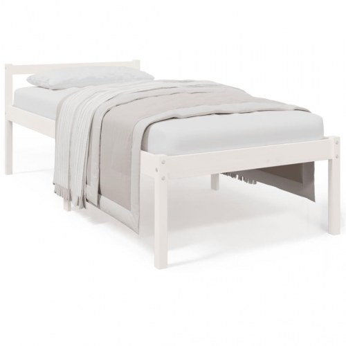 Seniorseng 90x200 cm massivt fyrretræ hvid