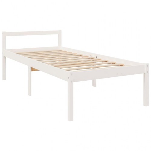 Seniorseng 90x200 cm massivt fyrretræ hvid