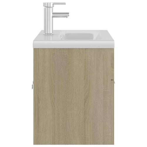 Vaskeskab med indbygget håndvask konstrueret træ sonoma-eg