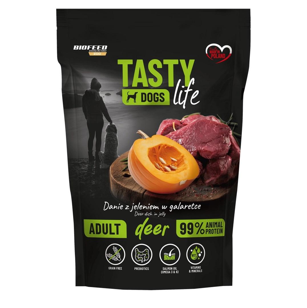 BIOFEED Tasty Dogs Life – vådfoder med hjort, 150 g