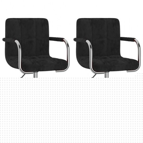 Drejelige spisebordsstole 2 stk. fløjl sort