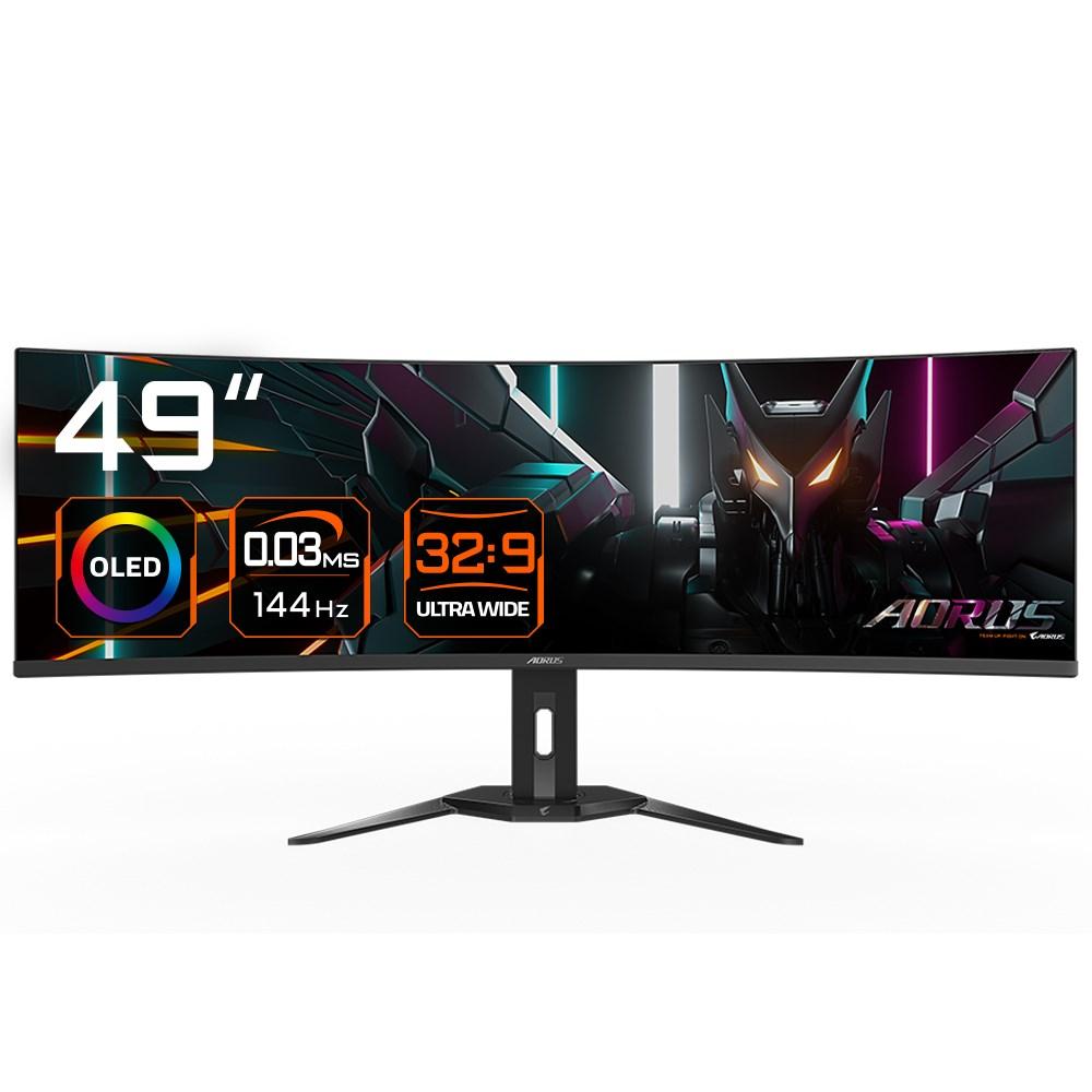 Gigabyte Aorus CO49DQ 49" OLED buet gaming-skærm - 5120 × 1440, 1800R, 144 Hz, 0,03 ms, HDMI 2.1, KVM, FreeSync Premium Pro billede