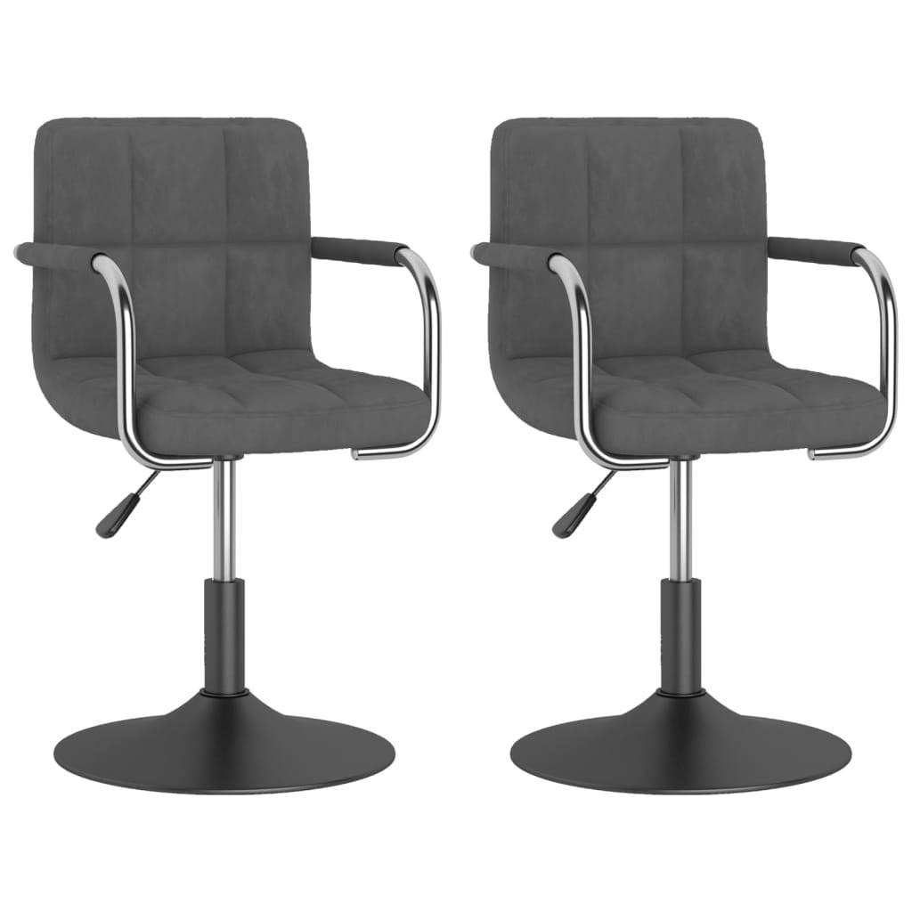 Drejelige spisebordsstole 2 stk. fløjl mørkegrå billede
