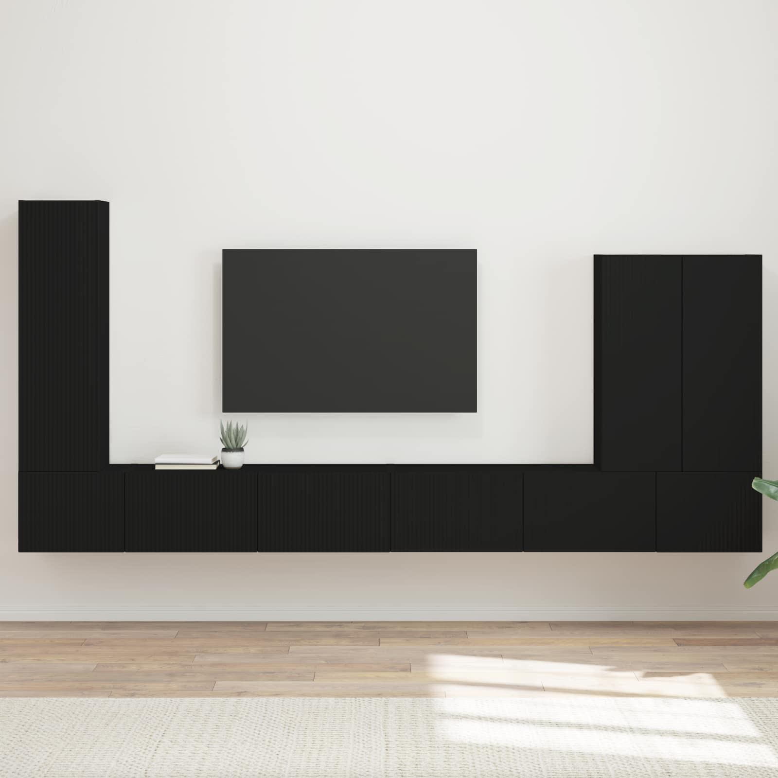 vidaXL Tv vægskab sæt 6 stk. Sort