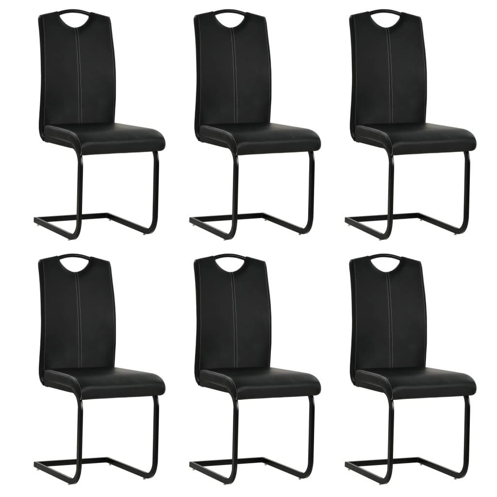 Spisebordsstole med cantilever 6 stk. kunstlæder sort