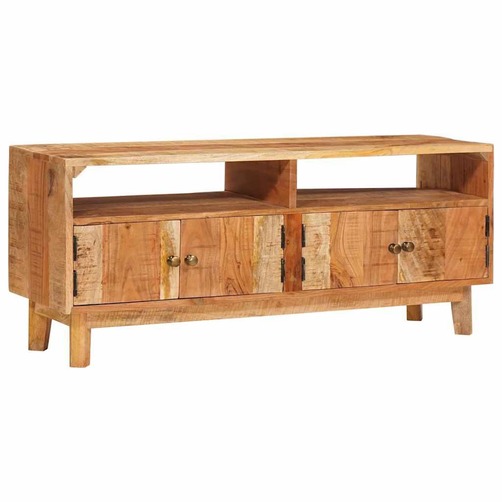 Medieopbevaringsskab i massivt mangotræ - brun, 110 × 30 × 45 cm