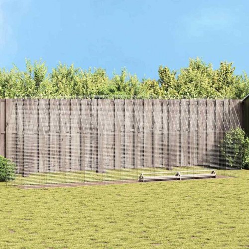 Hønsebur 2 stk Sølv 600 x 100 x 210 cm Galvaniseret stål