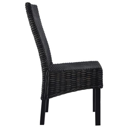 Spisebordsstole 4 stk. kubu-rattan og mangotræ sort