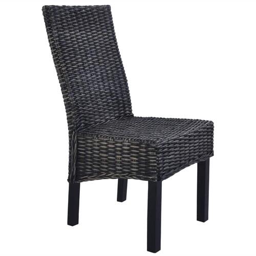 Spisebordsstole 4 stk. kubu-rattan og mangotræ sort
