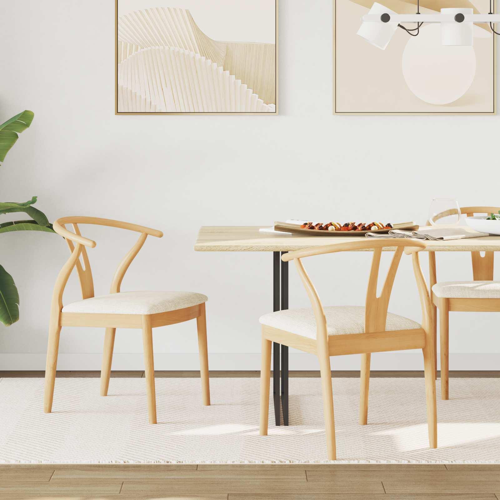 Spisestuestol 2 stk Naturlig og lys Massiv Gummitræ