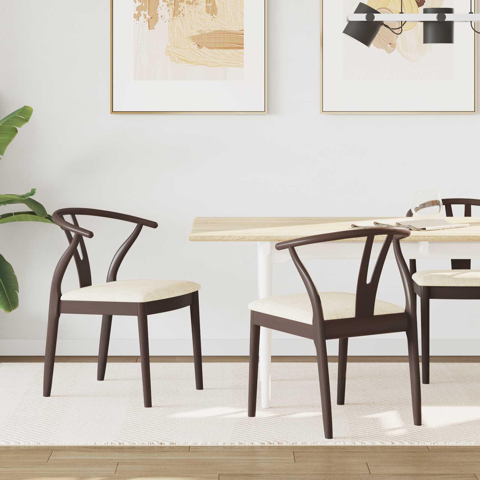 Spisestuestol 2 stk Lys brun og lys Massiv Gummitræ