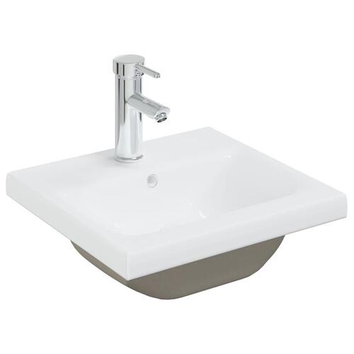 Vaskeskab med indbygget håndvask spånplade hvid