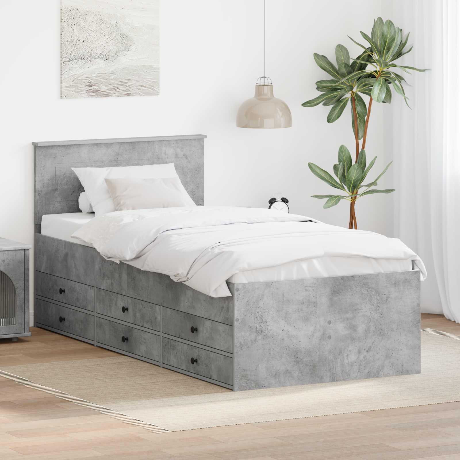Daybed Beton Grå og Sort 100 x 200 cm Konstrueret træ