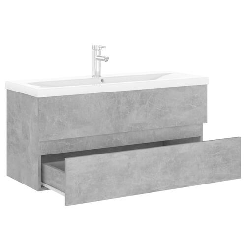 Vaskeskab med indbygget håndvask konstrueret træ betongrå