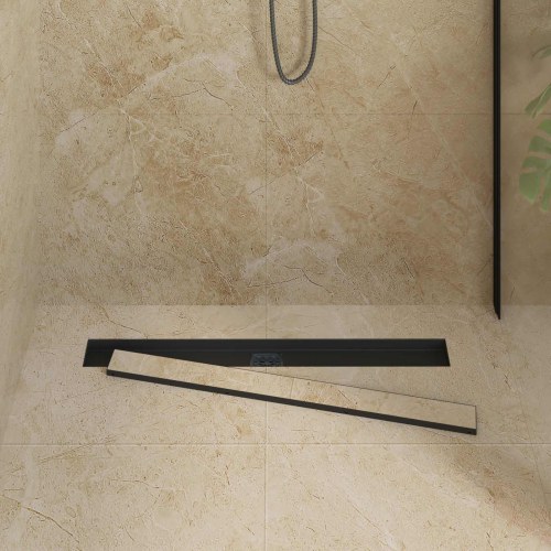 Bruserafløb 2-i-1 med 360° Siphon Sort 80 cm Rustfrit Stål 304