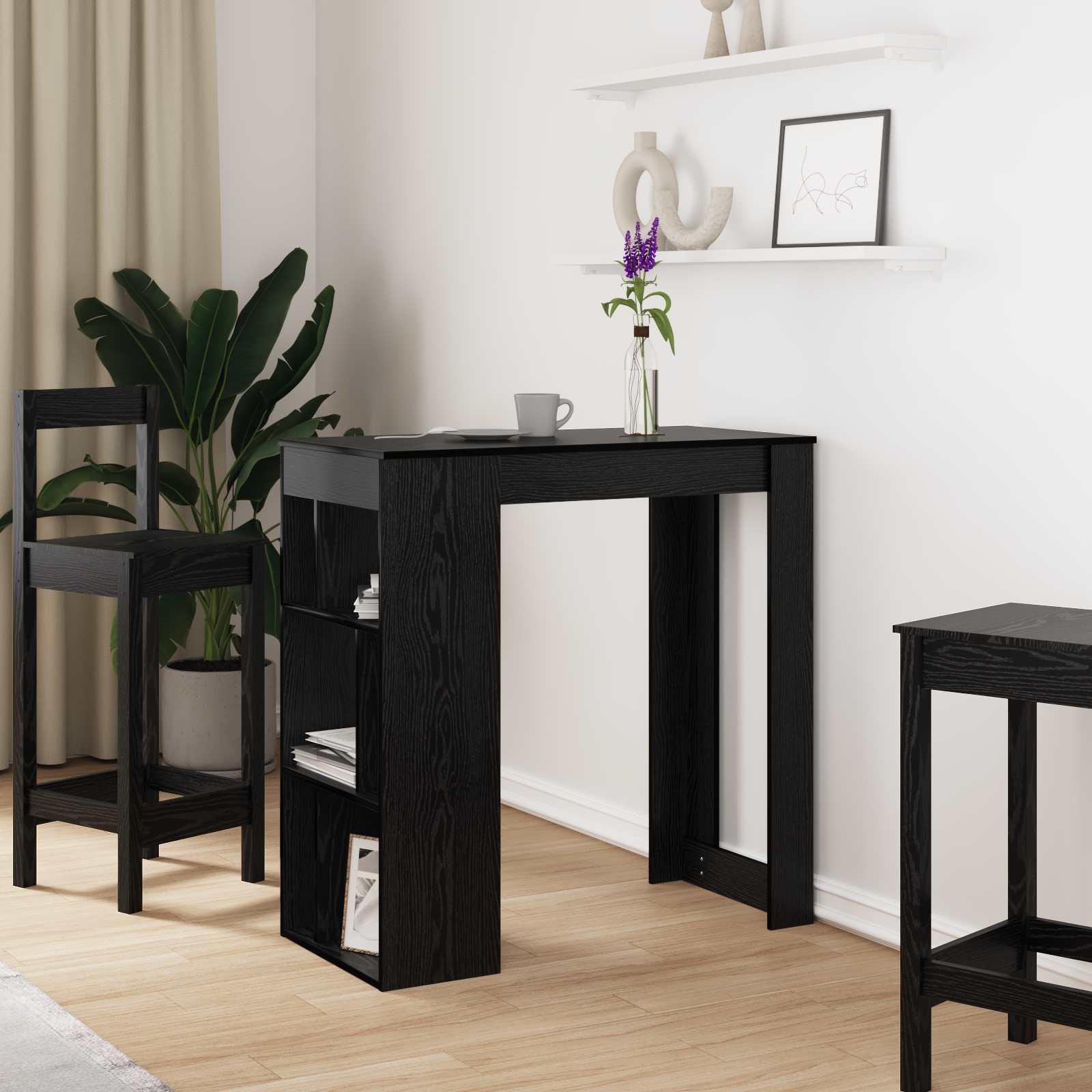Barbord med hylde Sort eg 102 x 50 x 103,5 cm Konstrueret træ