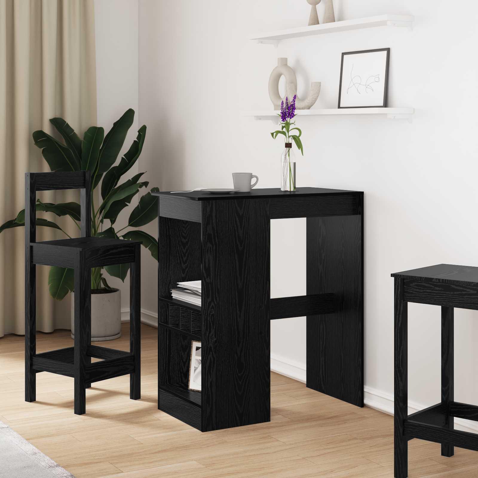 Barbord med hylde Sort eg 90 x 47,5 x 103,5 cm Konstrueret træ