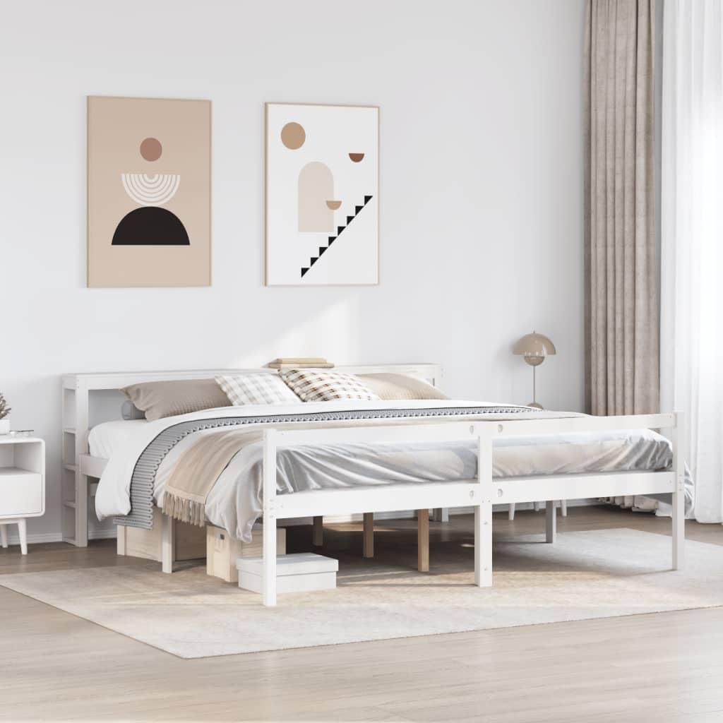 Seniorseng med sengegavl 180x200 cm massivt fyrretræ hvid