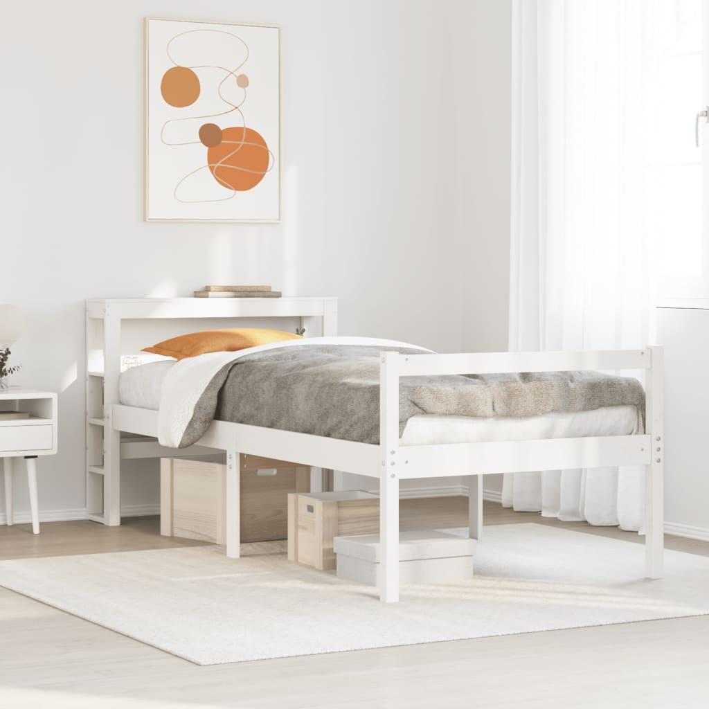 Seniorseng med sengegavl 75x190 cm massivt fyrretræ hvid