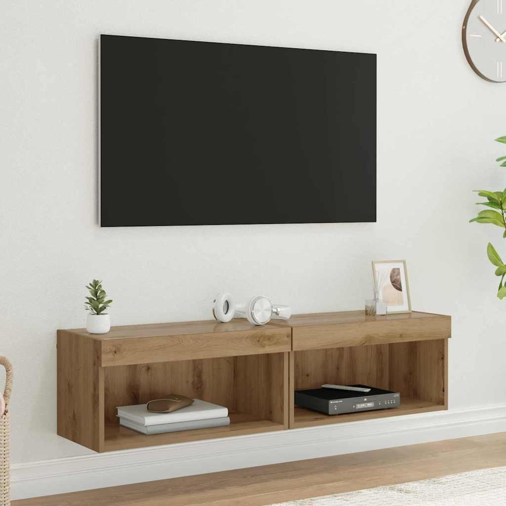 TV skabe 2 stk Artisan Egetræ 60 x 30 x 30 cm Konstrueret træ