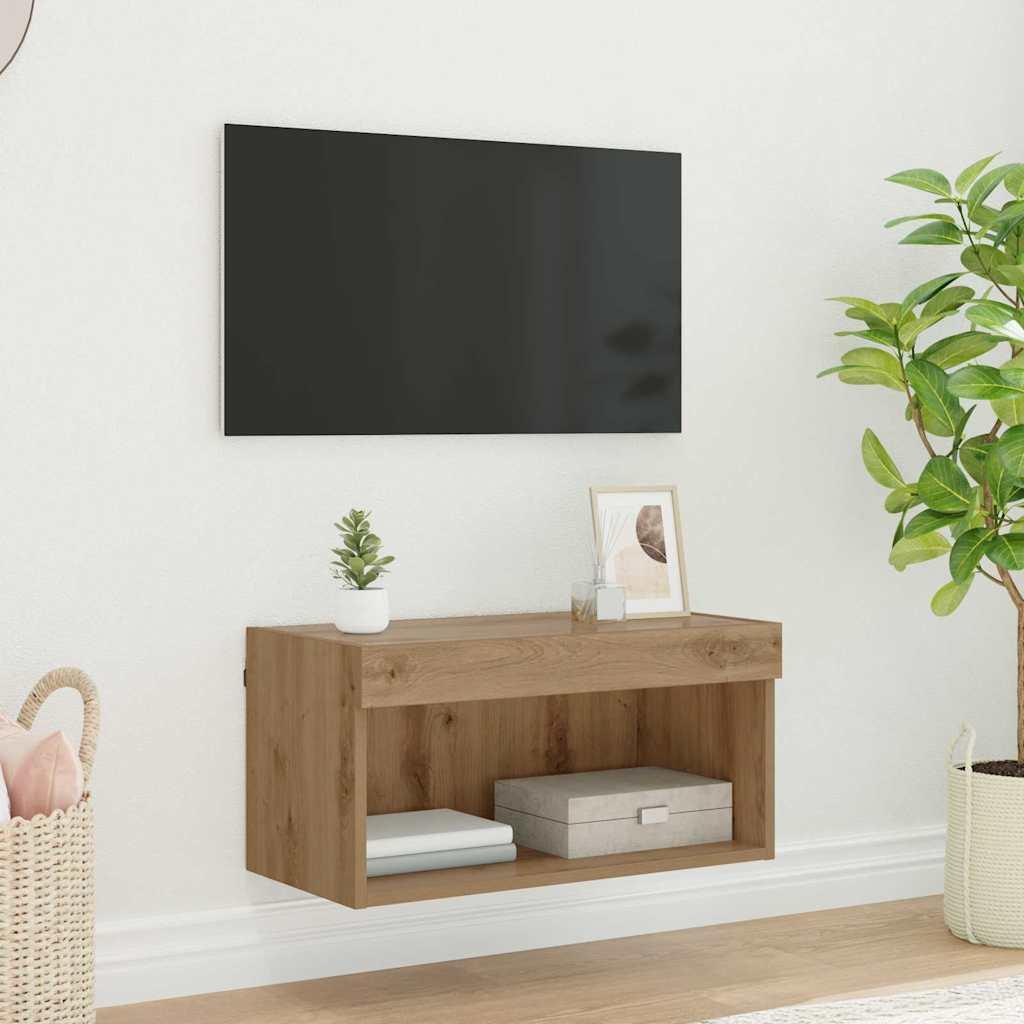Sengebord Med Led-Lys Væghængt - 1 / 60 cm / artisan eg