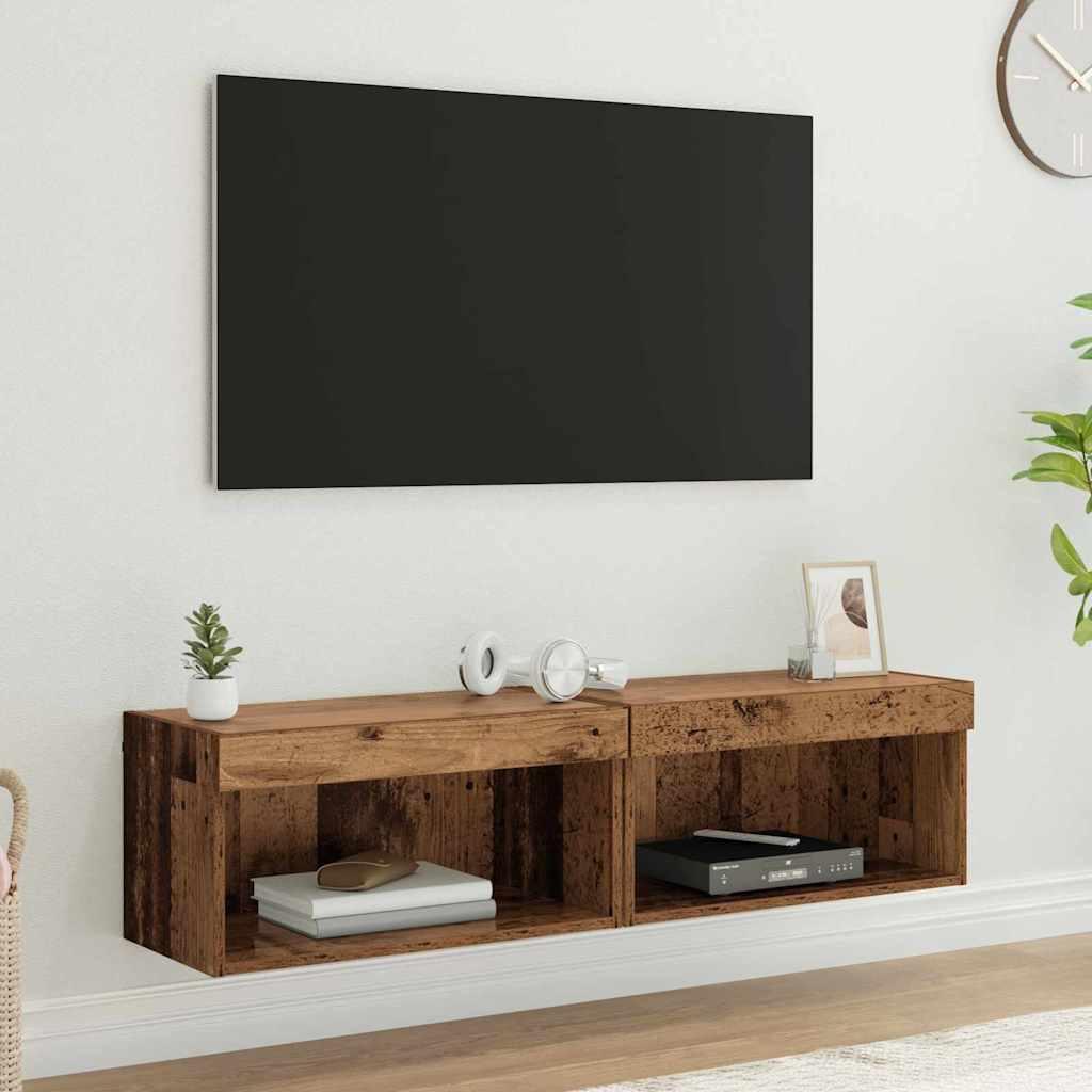 TV skabe 2 stk Gammelt træ 60 x 30 x 30 cm Konstrueret træ
