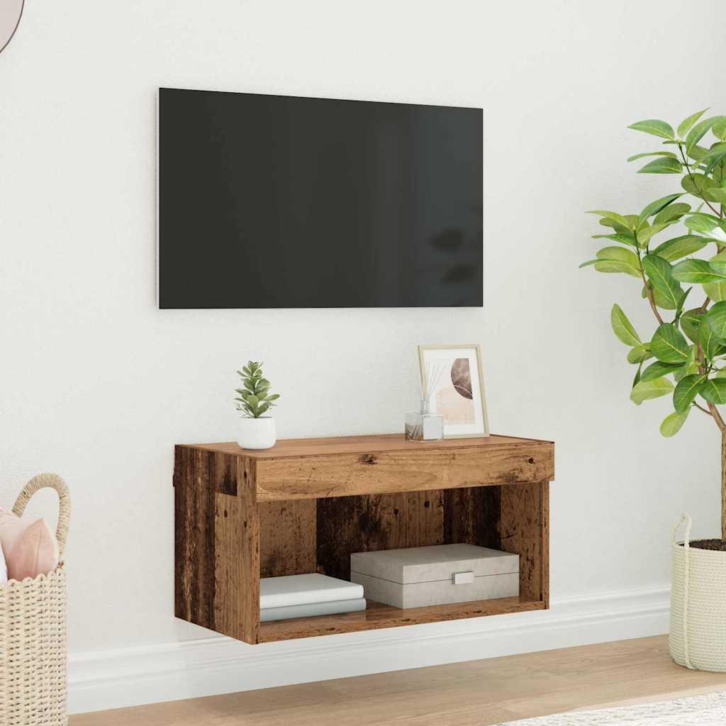 TV-skab Vægmonteret Gammelt træ 60 x 30 x 30 cm Konstrueret træ