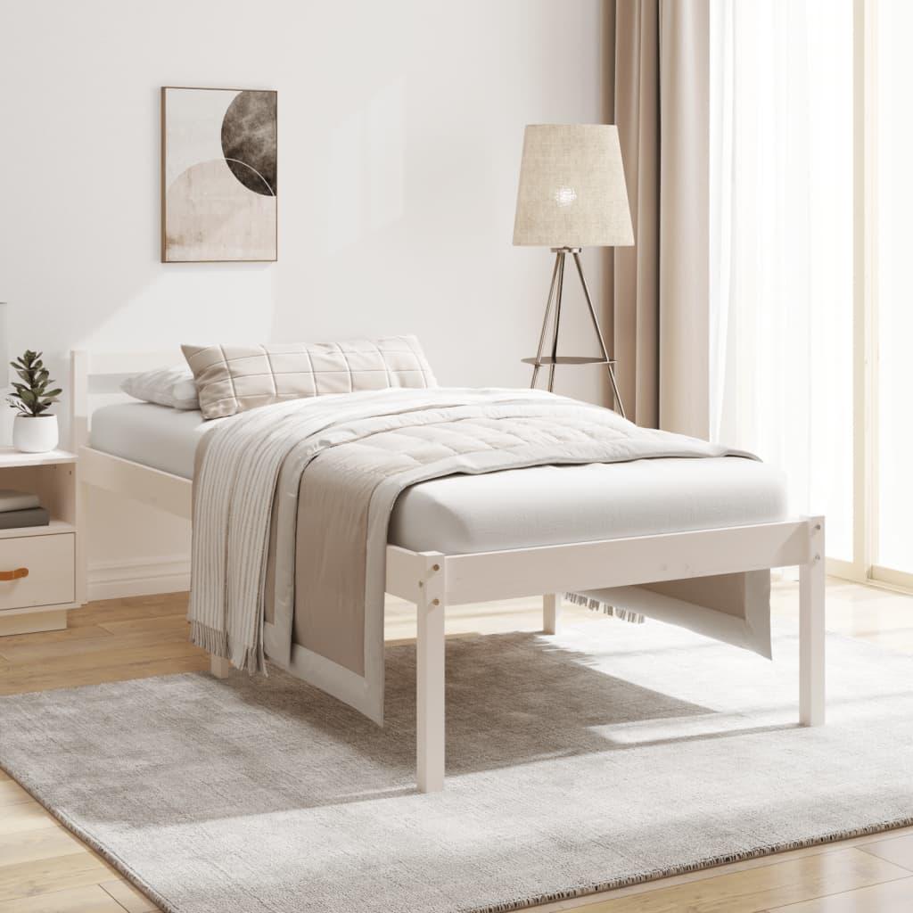 vidaXL seniorseng 75x190 cm enkeltseng massivt fyrretræ hvid