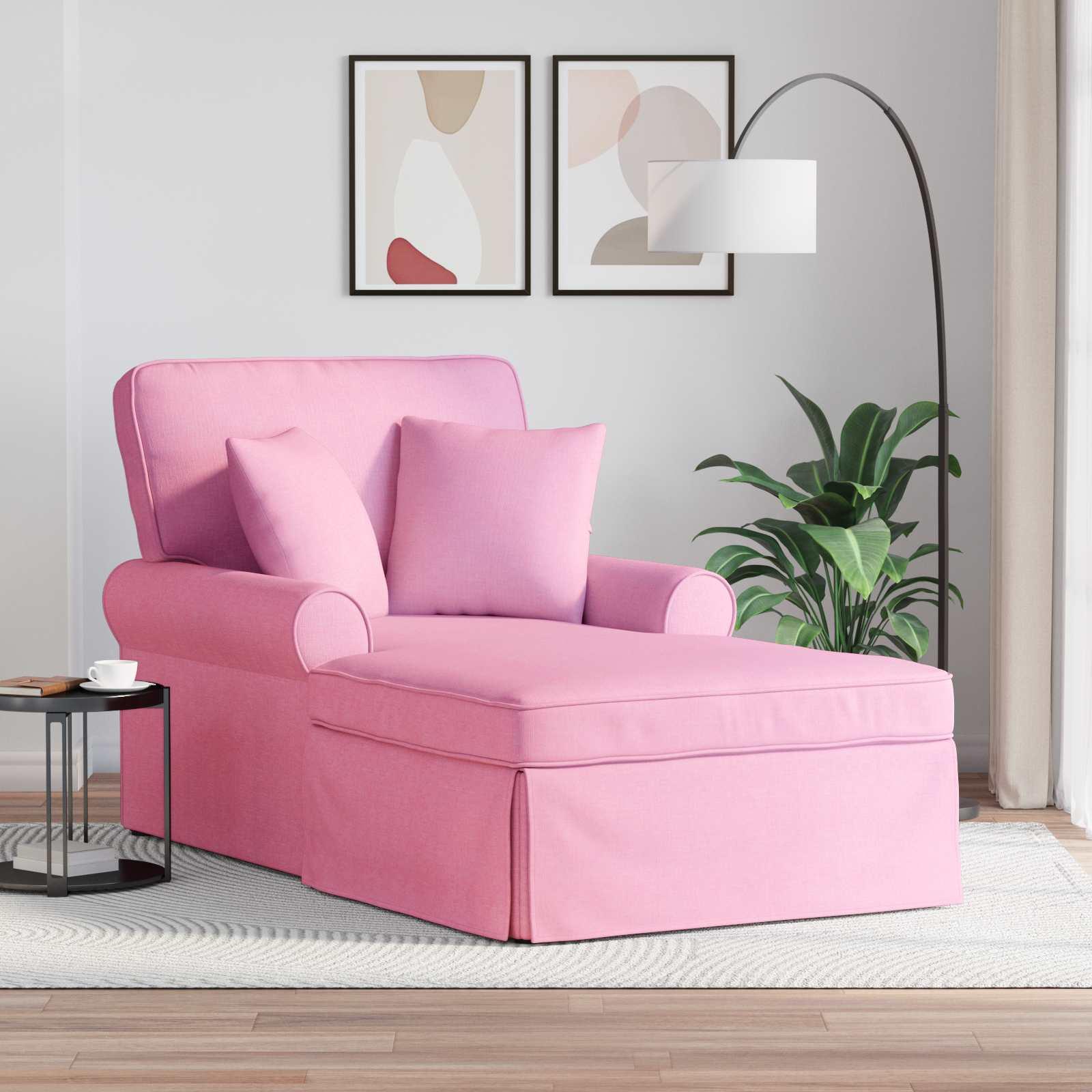 Chaise lounge med volant med pude Lyserød 91 x 157 x 91 cm Stof