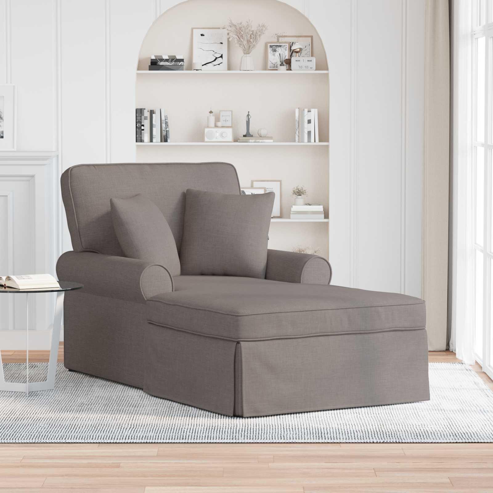 Chaise lounge med volant med pude Gråbrun 91 x 157 x 91 cm Stof