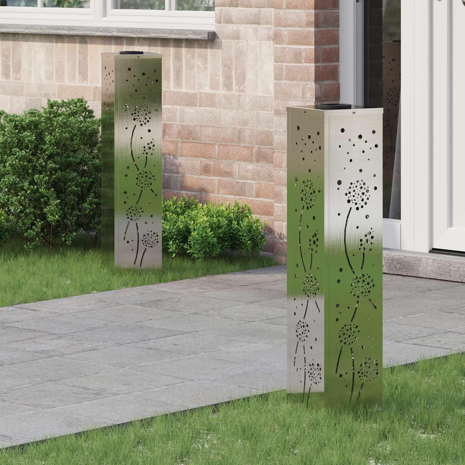 Solar LED sti lys 2 stk Rustfrit stål Rustfrit stål