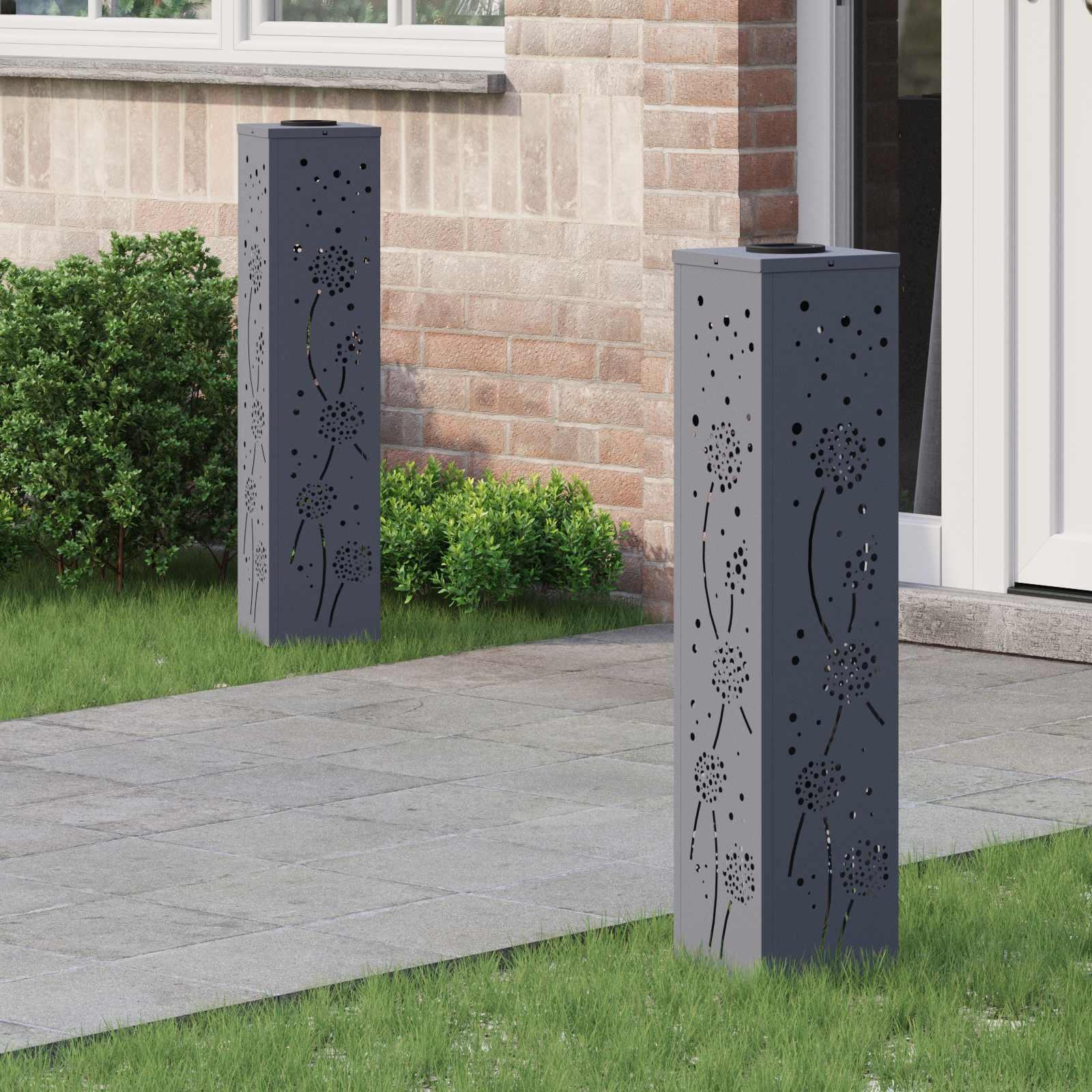 Solar LED sti lys 2 stk Antracit Koldvalset Stål