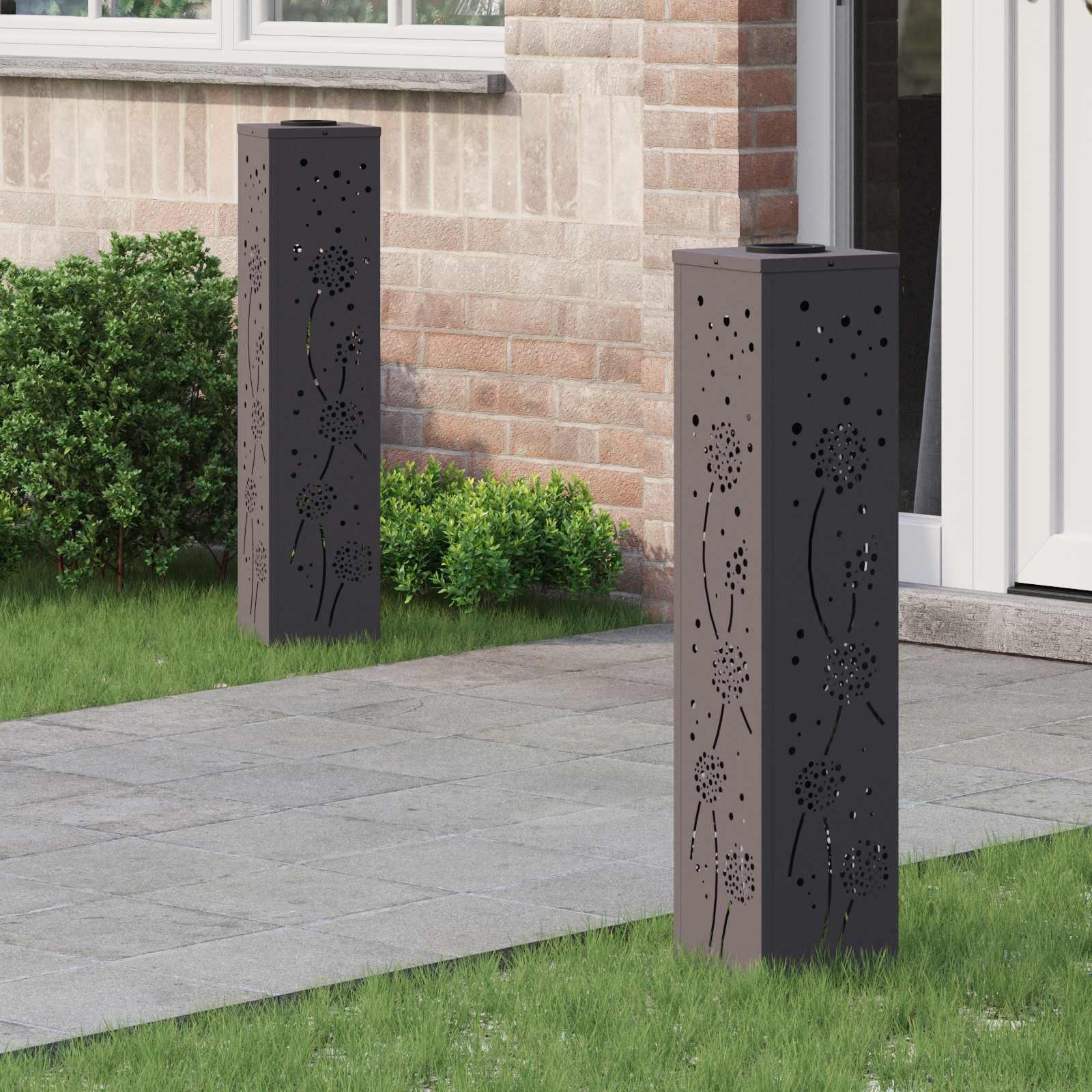 Solar LED sti lys 2 stk Sort Koldvalset Stål