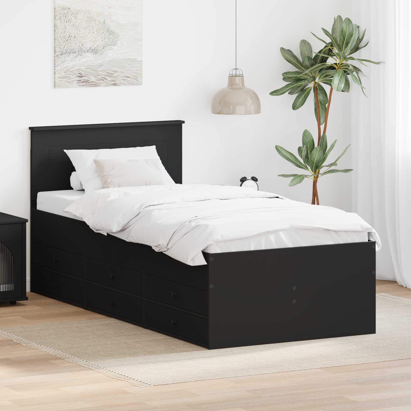 Daybed med skuffe Sort 75 x 190 cm Konstrueret træ