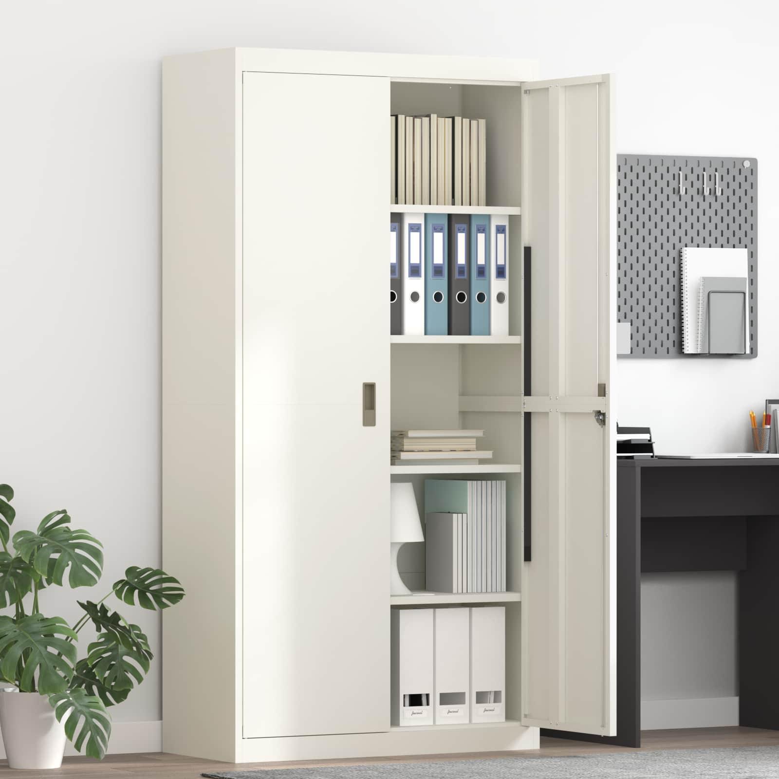 Opbevaringsskab 2 stk Hvid 90 x 40 x 180 cm Koldvalset Stål